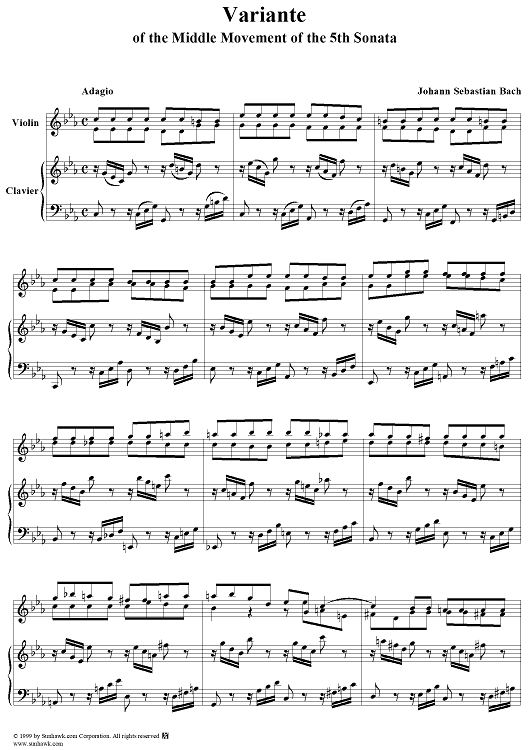 Variant of the Middle Movement of the 5th Sonata for Clavier and Violin, Adagio