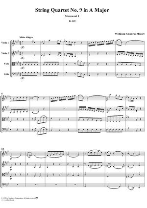 String Quartet No. 9, Movement 1 - Score