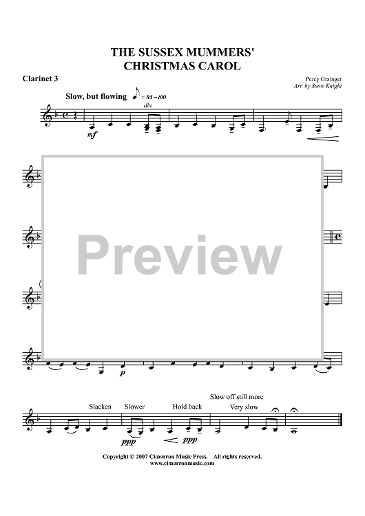 The Sussex Mummers' Christmas Carol - Clarinet in Bb 3