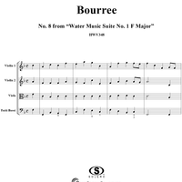 Bourrée - No. 8 from "Water Music Suite No. 1 in F" - HWV348 - Score
