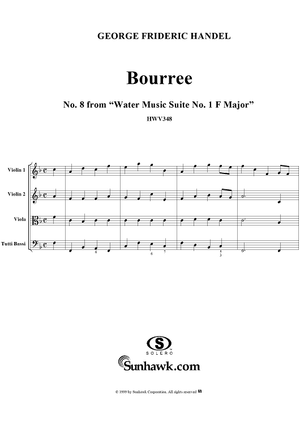 Bourrée - No. 8 from "Water Music Suite No. 1 in F" - HWV348 - Score