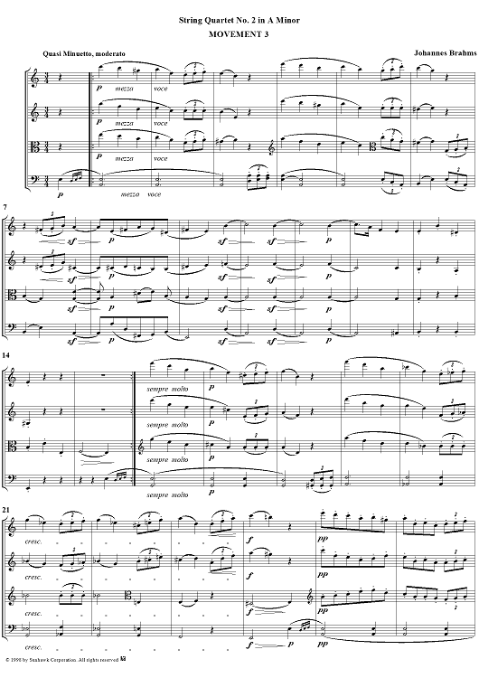String Quartet No. 2, Movement 3 - Score