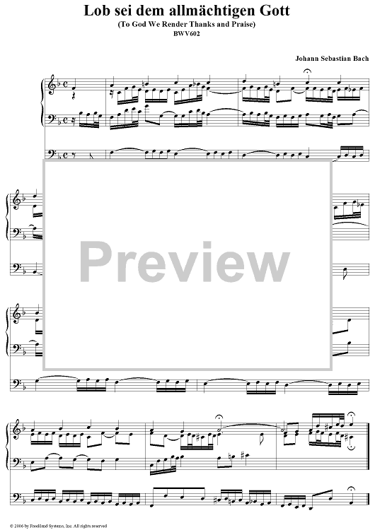 Lob sei dem allmächtigen Gott (To God We Render Thanks and Praise), No. 4 (from "Das Orgelbüchlein"), BWV602
