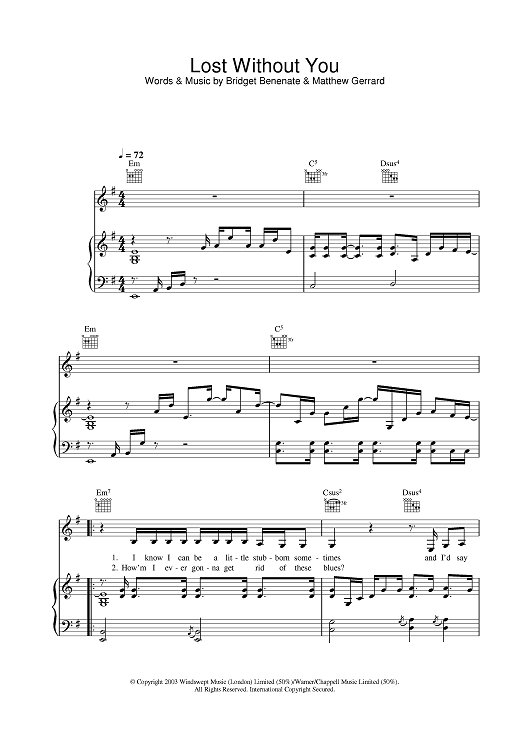 Lost Without You" Sheet Music by Delta Goodrem for Piano/Vocal/Chords Sheet Music Now