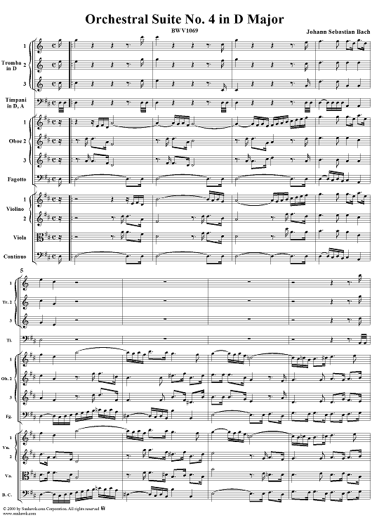 Orchestral Suite No. 4 in D Major - Score