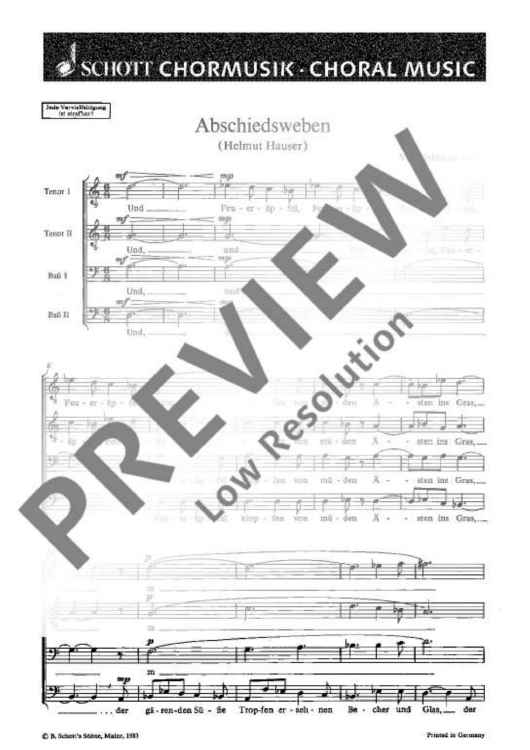 Abschiedsweben - Choral Score