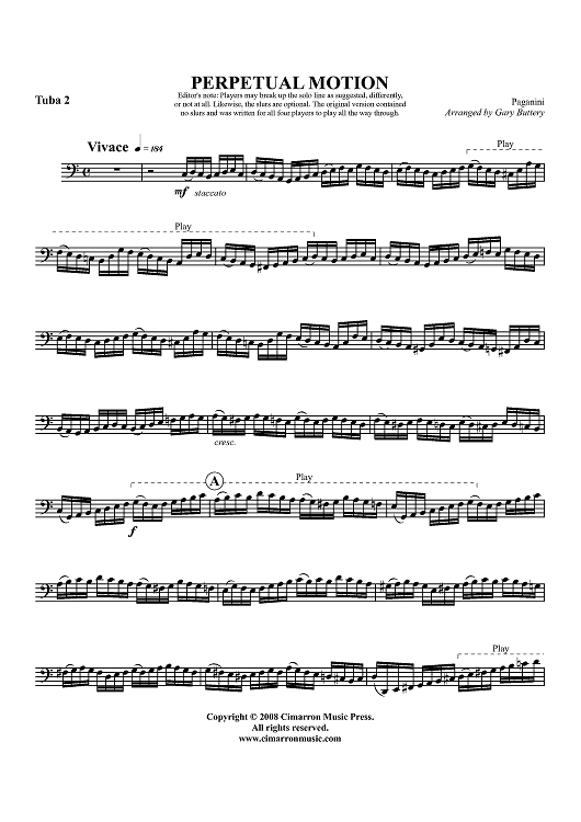 Moto Perpetuo (Perpetual Motion) - Tuba 2