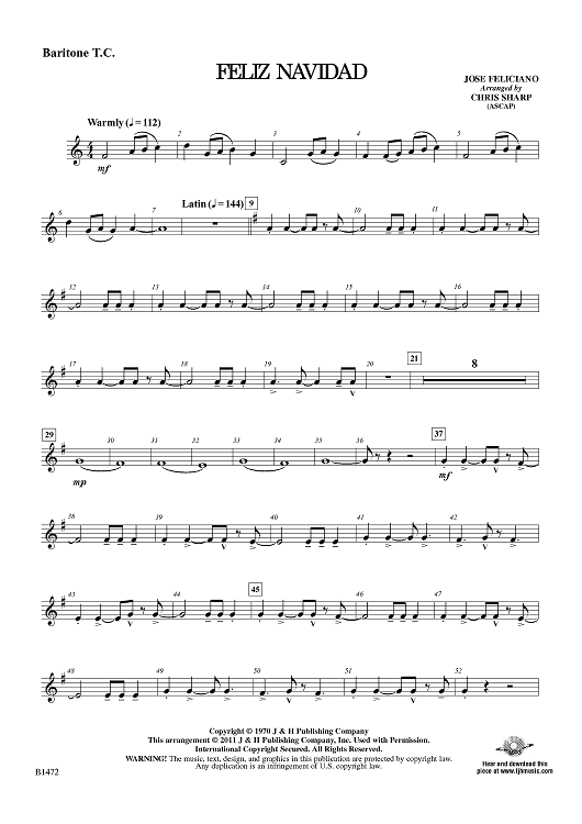 Feliz Navidad - Baritone TC