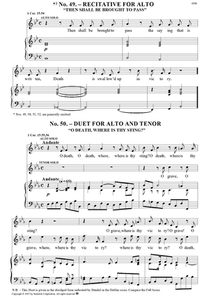 Messiah, no. 50: O death, where is thy sting? - Piano Score