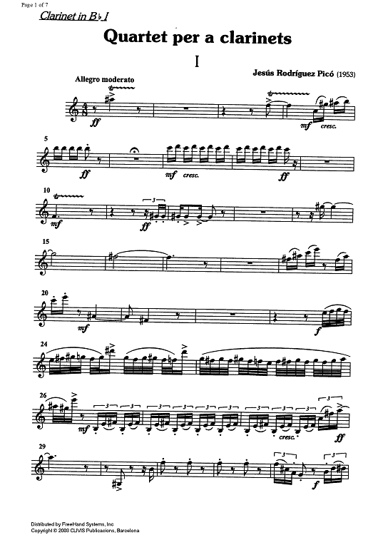 Clarinet quartet - B-flat Clarinet 1