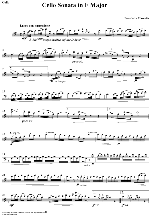 Cello Sonata in F Major - Cello