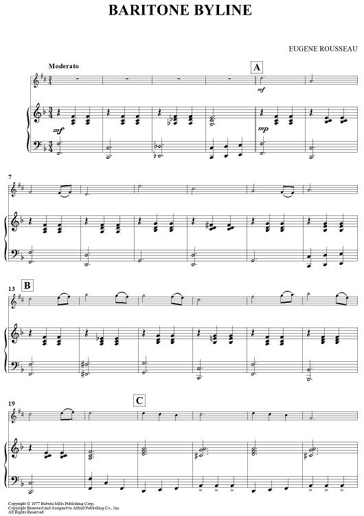 Baritone Byline" Sheet Music for Eb Baritone Sax/Piano - Sheet Music Now