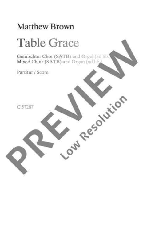 Table Grace - Choral Score