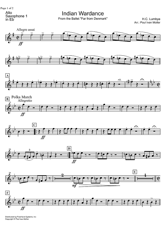 Indian Wardance from Far from Denmark - Alto Saxophone 1