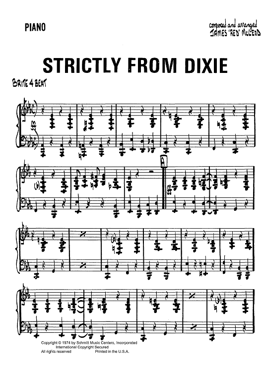 Strictly From Dixie - Piano