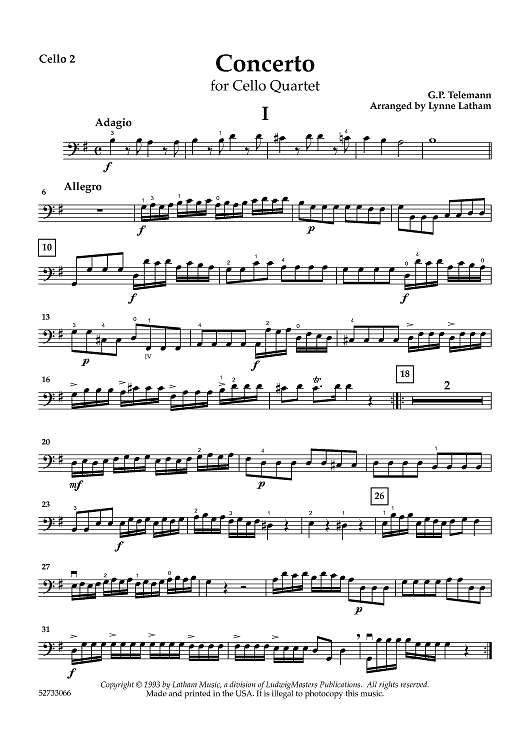 Concerto for Cello Quartet - Cello 2