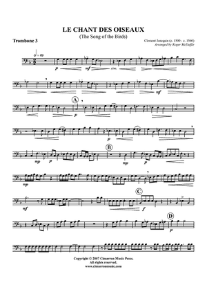 Le Chant des Oiseaux (The Song of the Birds) - Trombone 3
