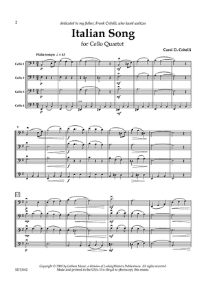 Italian Song for Cello Quartet - Score