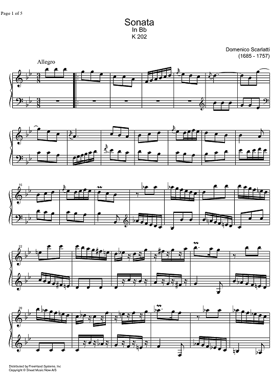Sonata Bb Major K202
