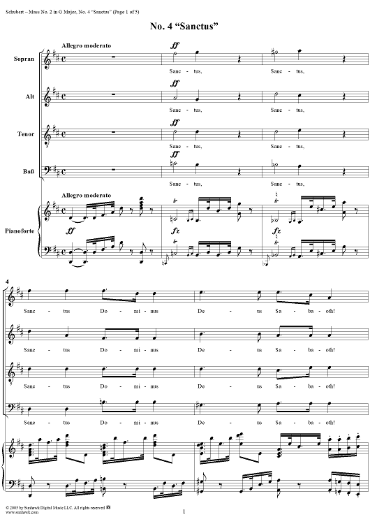 Mass No. 2 in G Major, D167: No. 4, Sanctus