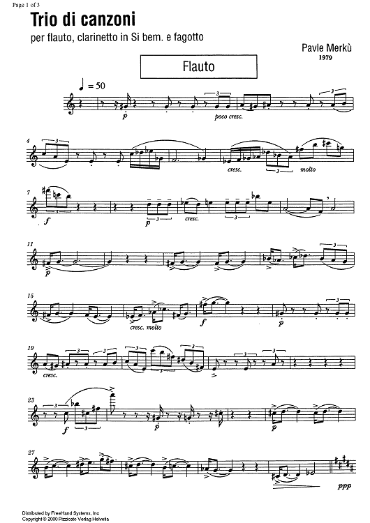 Trio di canzoni - Flute