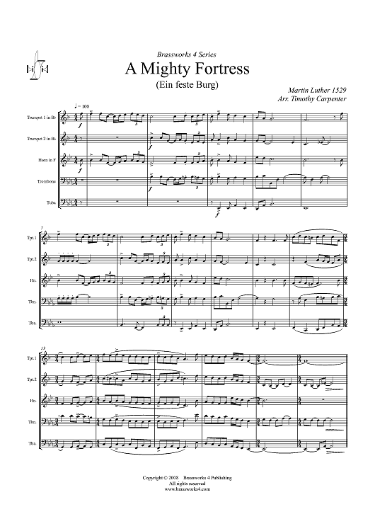 A Mighty Fortress - Score