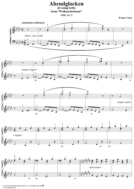 Abendglocken, No. 9 from "Weihnachtsbaum", S186