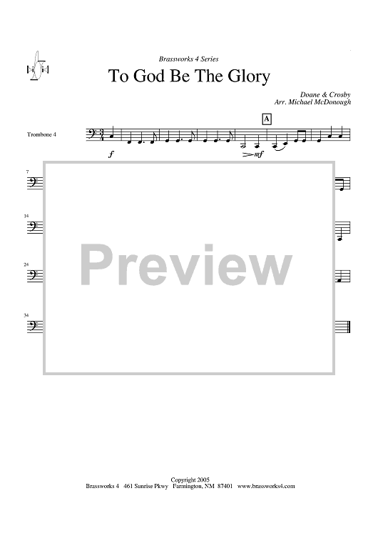 To God Be The Glory - Trombone 4