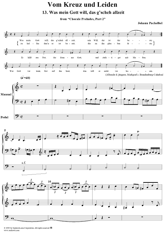 Chorale Preludes, Part II, Vom Kreuz und Leiden, 13. Was mein Gott will, das g'scheh allzeit