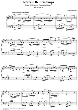 Reverie De Printemps, No. 19 from "Twenty Four Morceau Characteristiques", Op. 36