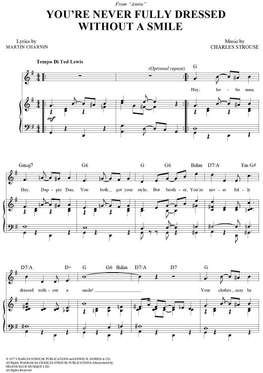 wide leg dress pants women You're Never Fully Dressed Without A Smile" Sheet Music for  Piano/Vocal/Chords