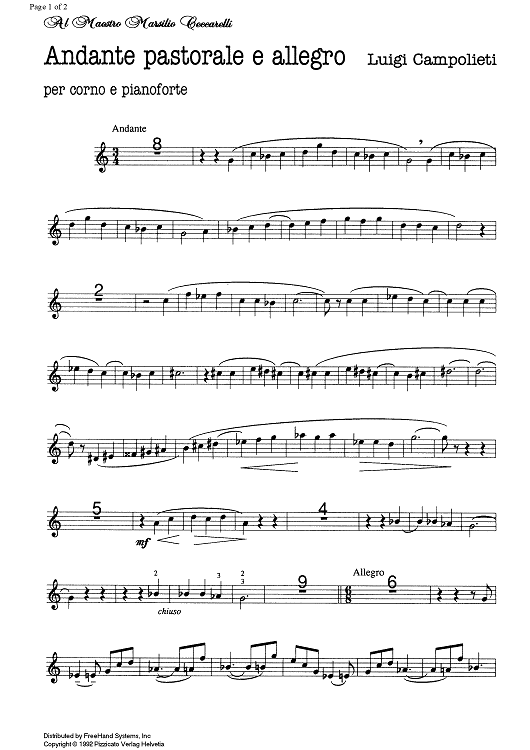 Andante pastorale e allegro - Horn