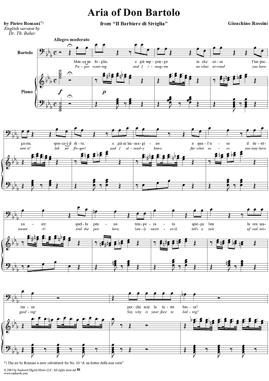 Aria of Don Bartolo, from "Il Barbiere di Siviglia"