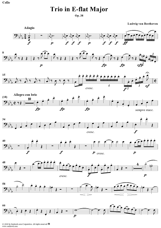 Piano Trio in E-flat Major - Cello