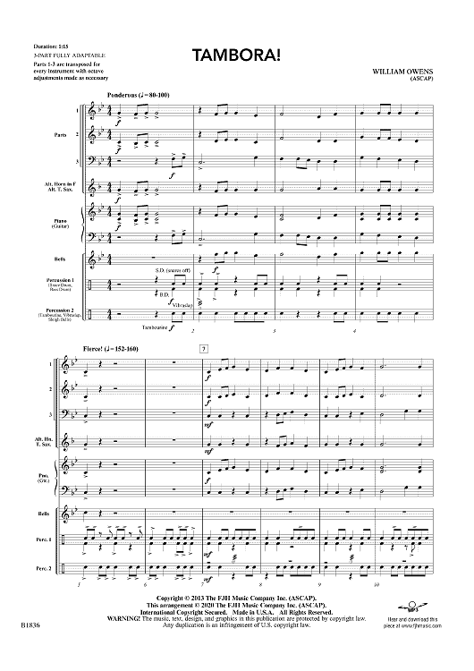 Tambora! Score" Sheet Music for Concert Band Sheet Music Now