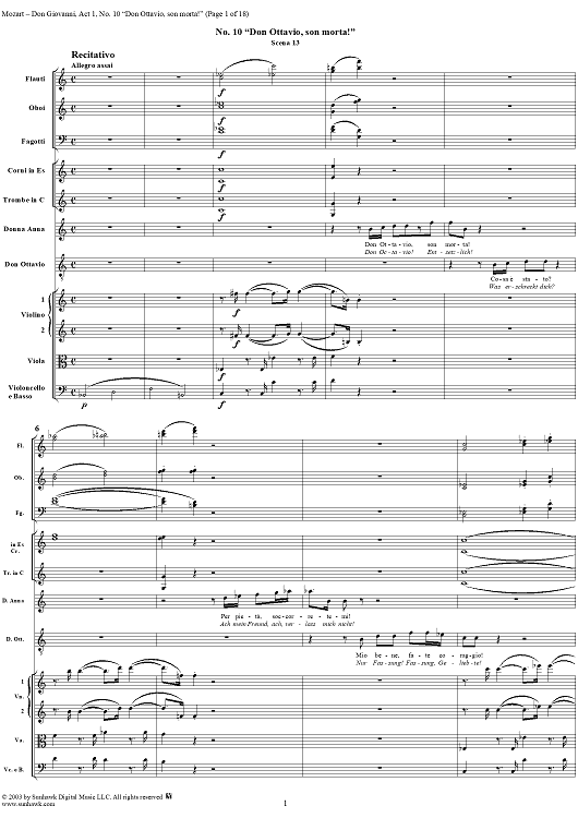 "Don Ottavio, son morta!", No. 10 from "Don Giovanni", Act 1, K527 - Full Score