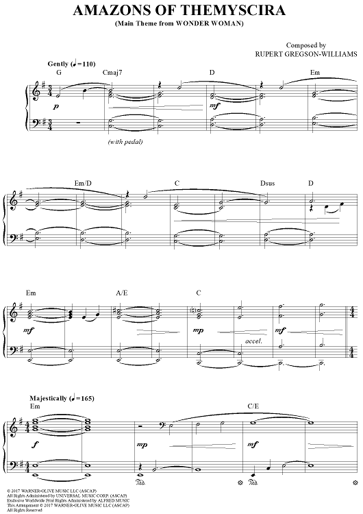 Amazons of Themyscira (Main Theme from Wonder Woman)" Sheet Music for