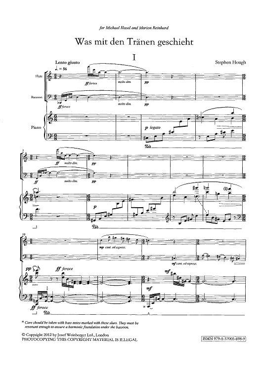 Was mit den Tränen geschieht - Piano Score