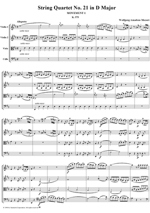 String Quartet No. 21, Movement 1 - Score