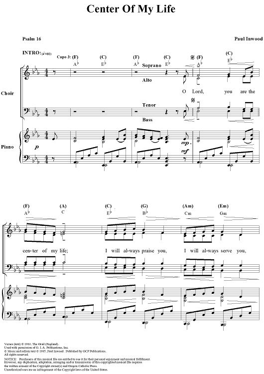 Center of My Life - Score