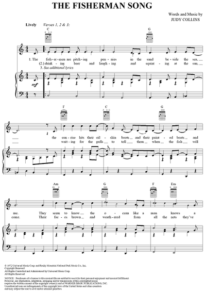The Fisherman Song" Sheet Music for Piano/Vocal/Chords - Sheet Music  Now