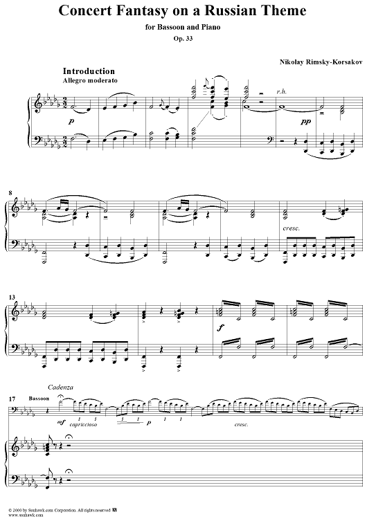 Concert Fantasy, Op. 33 - Piano Score