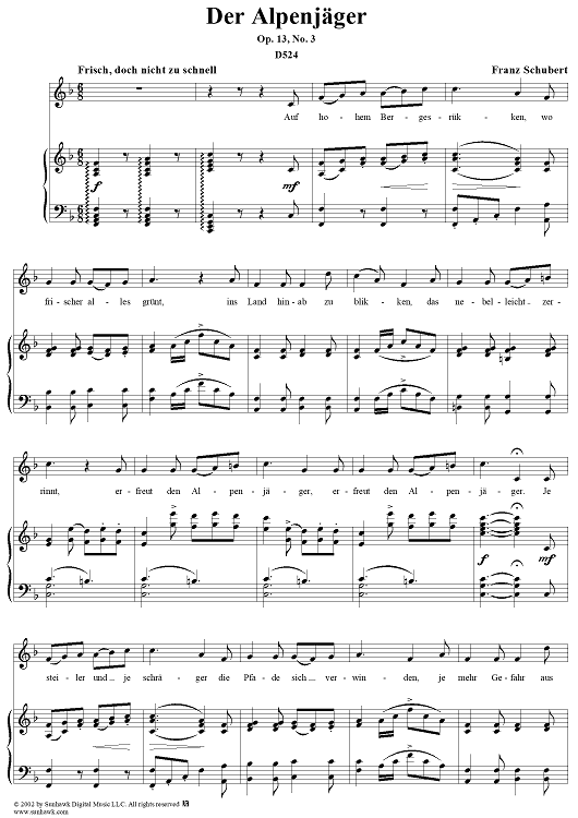 Der Alpenjäger, Op.13, No.3, D524