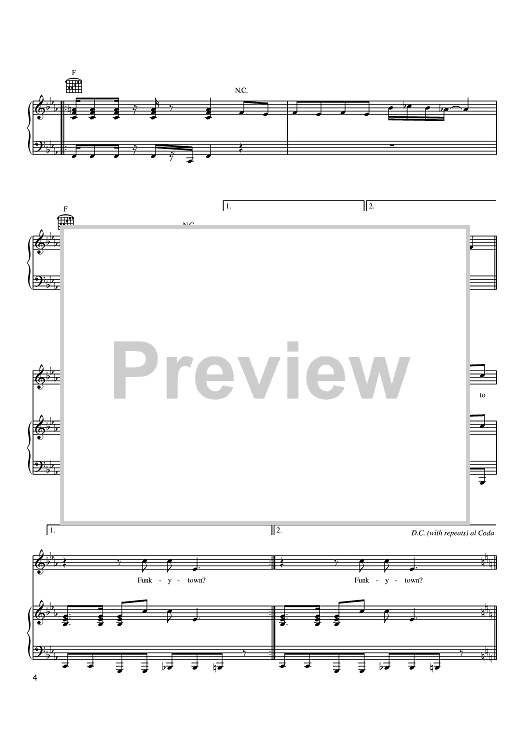Funkytown" Sheet Music by Lipps Inc for Piano/Vocal/Chords Sheet