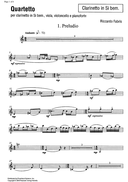 Quartetto - Clarinet in B-flat