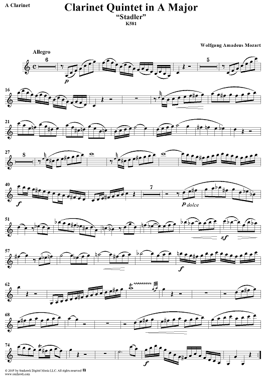 Clarinet Quintet in A Major, K581 - Clarinet