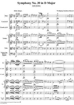 Symphony No. 30 in D Major, K202 - Full Score