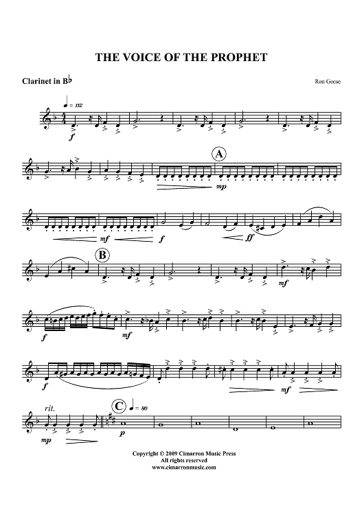 The Voice Of The Prophet - Clarinet in B-flat