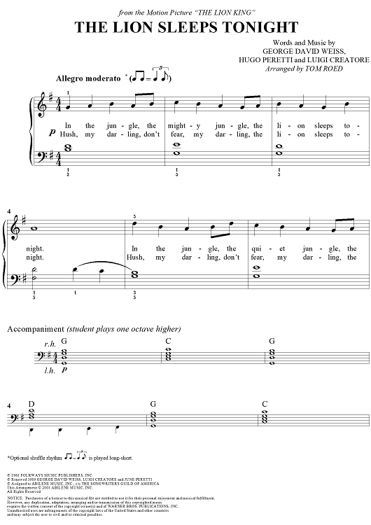 The Lion Sleeps Tonight