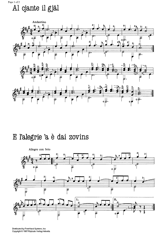 Al cjante il gjâl and E l'alegrie 'a è dai zovins